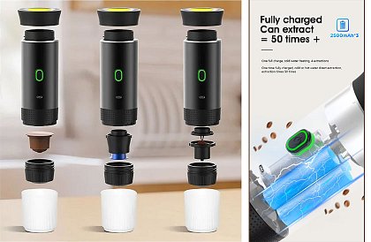 Přenosný espresso kávovar 3v1 s tlakem 20 barů, USB-C a ohřevem vody