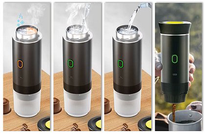 Přenosný espresso kávovar 3v1 s tlakem 20 barů, USB-C a ohřevem vody