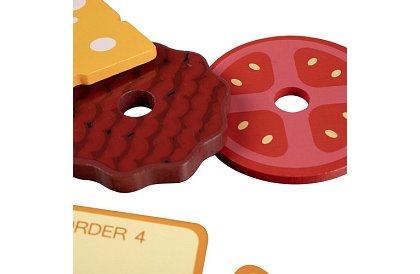 Dřevěná skládačka Burger – vzdělávací hračka pro rozvoj motoriky a logického myšlení
