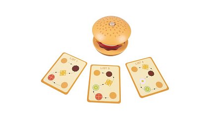 Dřevěná skládačka Burger – vzdělávací hračka pro rozvoj motoriky a logického myšlení
