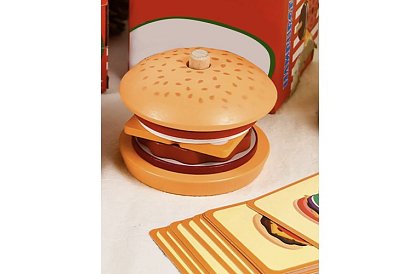 Dřevěná skládačka Burger – vzdělávací hračka pro rozvoj motoriky a logického myšlení