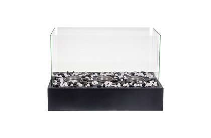 Volně stojící biokrb s oblázky – bezdýmný krb na terasu i do interiéru, 45 × 30 × 21 cm