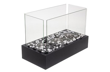 Volně stojící biokrb s oblázky – bezdýmný krb na terasu i do interiéru, 45 × 30 × 21 cm