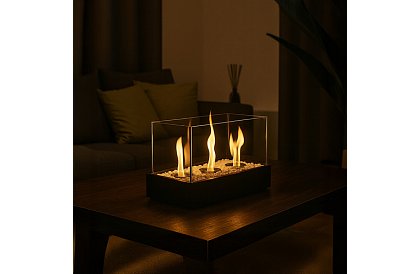 Volně stojící biokrb s oblázky – bezdýmný krb na terasu i do interiéru, 45 × 30 × 21 cm
