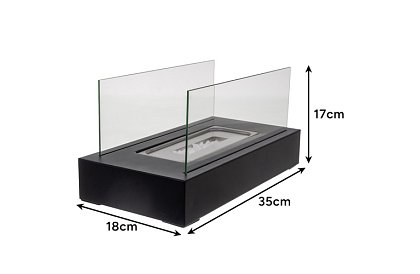 Volně stojící biokrb 35 × 18 × 17 cm – bez kouře, na bioetanol, se 2 skleněnými stěnami