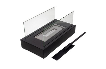 Volně stojící biokrb 35 × 18 × 17 cm – bez kouře, na bioetanol, se 2 skleněnými stěnami