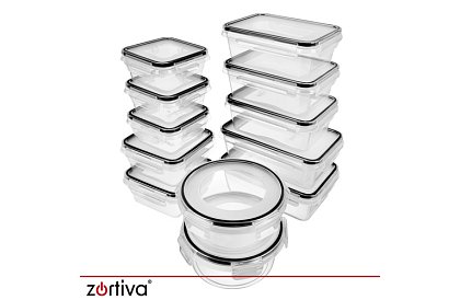 Nádoby na potraviny 12 ks, 5 velikostí, do mikrovlnné trouby, myčky a mrazáku
