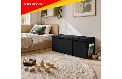 XXL truhla na hračky 132 l s víkem, černý organizér 94 cm