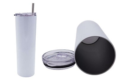Cestovní termokelímek s brčkem 590 ml – minimalistický bílý