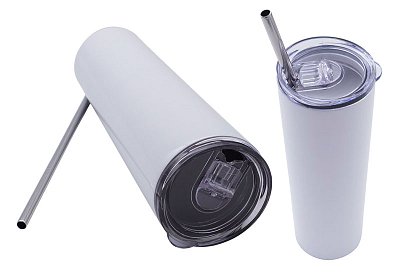 Cestovní termokelímek s brčkem 590 ml – minimalistický bílý