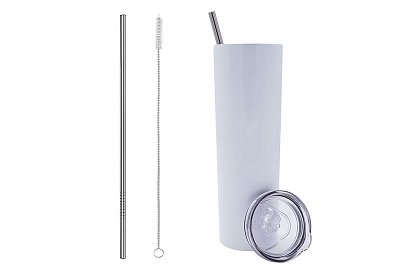Cestovní termokelímek s brčkem 590 ml – minimalistický bílý