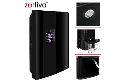 Odvlhčovač vzduchu Zortiva 90 W, 2 l, hygrostat, časovač, dálkové ovládání – černý
