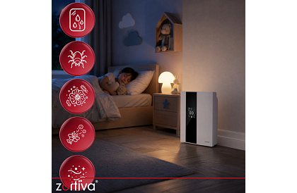 Odvlhčovač vzduchu Zortiva 90 W, 2 l, hygrostat, časovač, dálkové ovládání - bílý