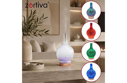 Aroma difuzér Zortiva 200 ml, RGB LED lampa, 3D efekt, aromaterapie