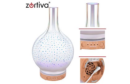 Aroma difuzér Zortiva 200 ml, RGB LED lampa, 3D efekt, aromaterapie