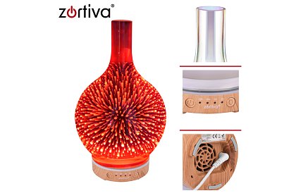 Aroma difuzér Zortiva 200 ml, RGB LED lampa, 3D efekt, aromaterapie