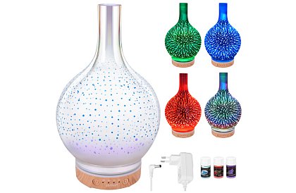 Aroma difuzér Zortiva 200 ml, RGB LED lampa, 3D efekt, aromaterapie