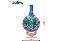 Aroma difuzér Zortiva 200 ml, RGB LED lampa, 3D efekt, aromaterapie
