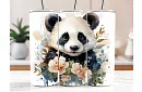 Cestovní termokelímek s brčkem 590 ml – Roztomilá panda a květy 09