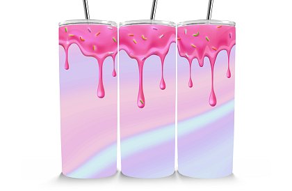 Cestovní termokelímek s brčkem 590 ml – Sladká růžová poleva s posypem 14