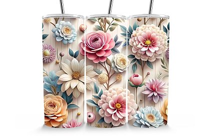 Cestovní termokelímek s brčkem 590 ml – Elegantní pastelová zahrada 18