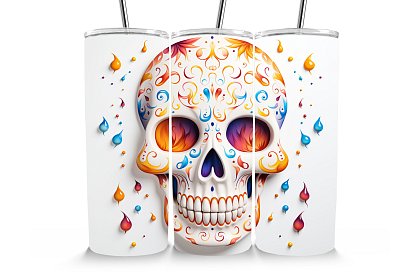 Cestovní termokelímek s brčkem 590 ml – Mexická lebka Santa Muerte 21