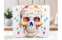 Cestovní termokelímek s brčkem 590 ml – Mexická lebka Santa Muerte 21