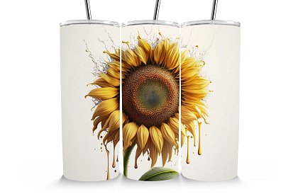 Cestovní termokelímek s brčkem 590 ml – Slunečnice s kapkami medu 22