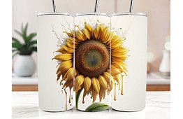 Cestovní termokelímek s brčkem 590 ml – Slunečnice s kapkami medu 22