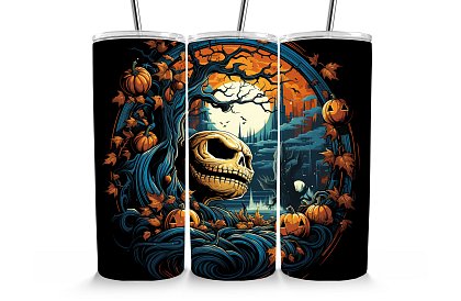 Cestovní termokelímek s brčkem 590 ml – Halloweenský král Jack a dýně 27