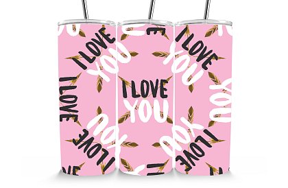 Cestovní termokelímek s brčkem 590 ml – I Love You s pírky 39