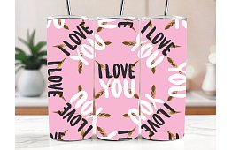 Cestovní termokelímek s brčkem 590 ml – I Love You s pírky 39