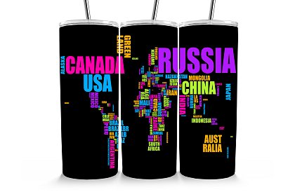 Cestovní termokelímek s brčkem 590 ml – Typografická mapa světa 40