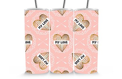 Cestovní termokelímek s brčkem 590 ml – Zlatá srdce My Love 56
