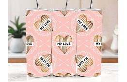 Cestovní termokelímek s brčkem 590 ml – Zlatá srdce My Love 56