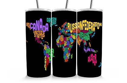 Cestovní termokelímek s brčkem 590 ml – Typografická mapa světa 62