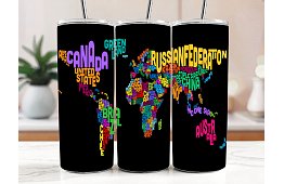 Cestovní termokelímek s brčkem 590 ml – Typografická mapa světa 62