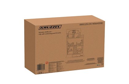 Dřevěný domeček pro panenky 90 cm s bazénem a LED osvětlením