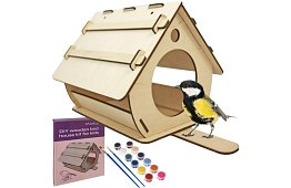 Dřevěné DIY krmítko pro ptáky k montáži a malování