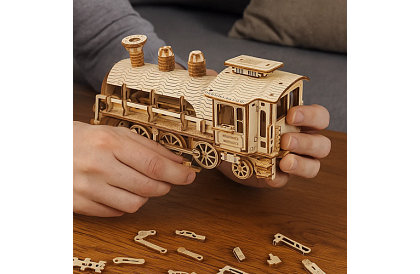 3D dřevěné puzzle - Parní lokomotiva s tendrem