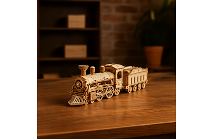3D dřevěné puzzle - Parní lokomotiva s tendrem