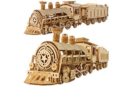 3D dřevěné puzzle - Parní lokomotiva s tendrem