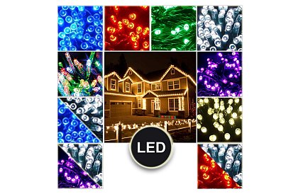 Vánoční venkovní LED řetězy - Efektní světelný řetěz - 21 metrů