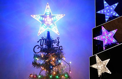 Svítící LED hvězda na vánoční stromeček