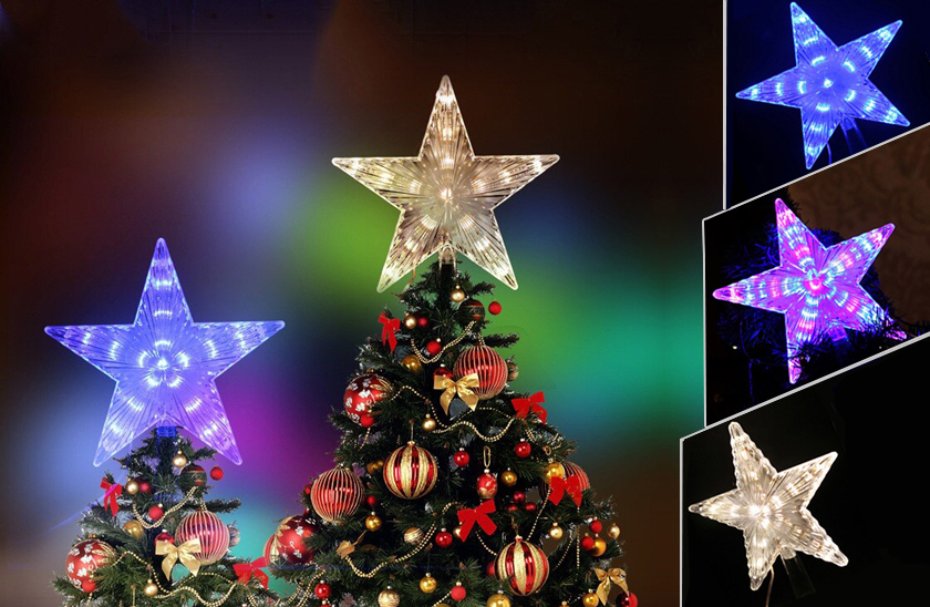 Levně Svítící LED hvězda na vánoční stromeček
