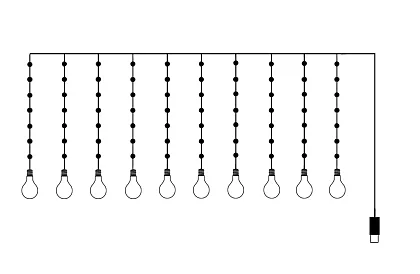 Světelný LED závěs s žárovkami - 2,25 metrů