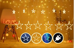 Vánoční LED světelný závěs – hvězdy