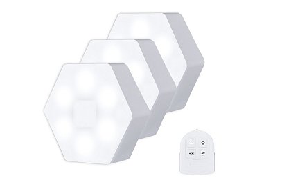 3x LED Bezdrátové svítidlo HEXAGON na dálkové ovládání