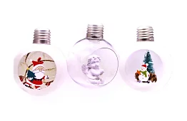 Vánoční baňky s LED osvětlením a postavičkami uvnitř – 3 kusy