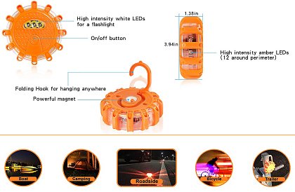 LED nouzové výstražné světlo s magnetem – voděodolné a nárazuvzdorné